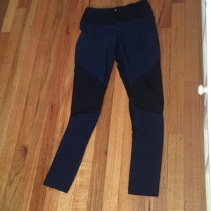 Navy and black leggings with mesh